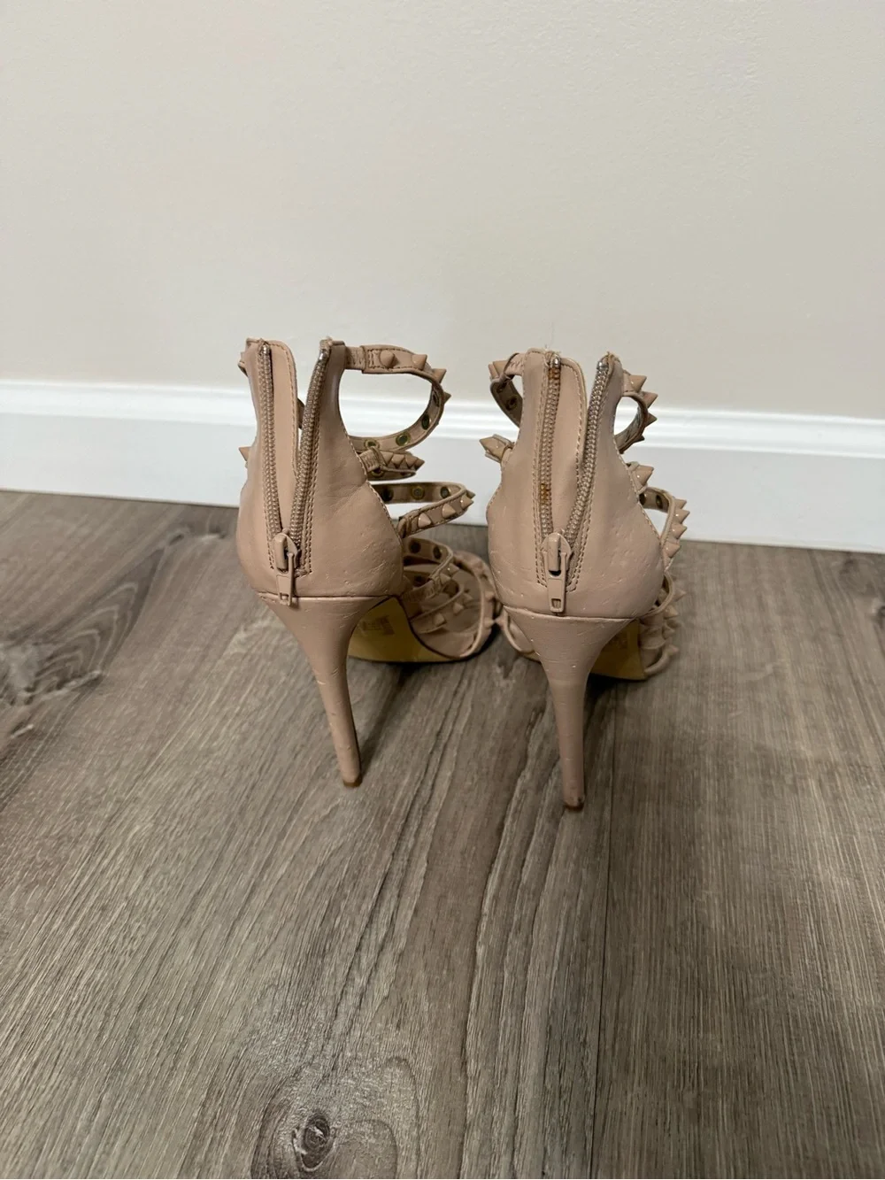 Steve Madden Blush Nude Studded Strappy Stiletto Sandals